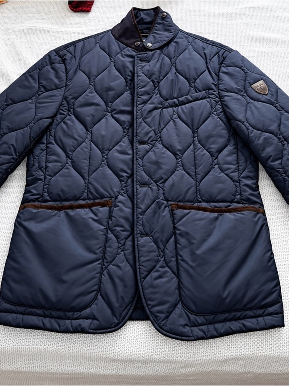Polo Ralph Lauren Quilted Field Blazer Jacket Navy Suede Elbow Patches XL